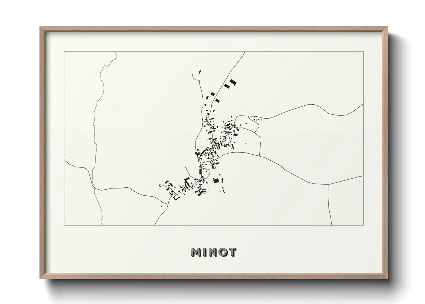 Une affiche de carte sur Minot
