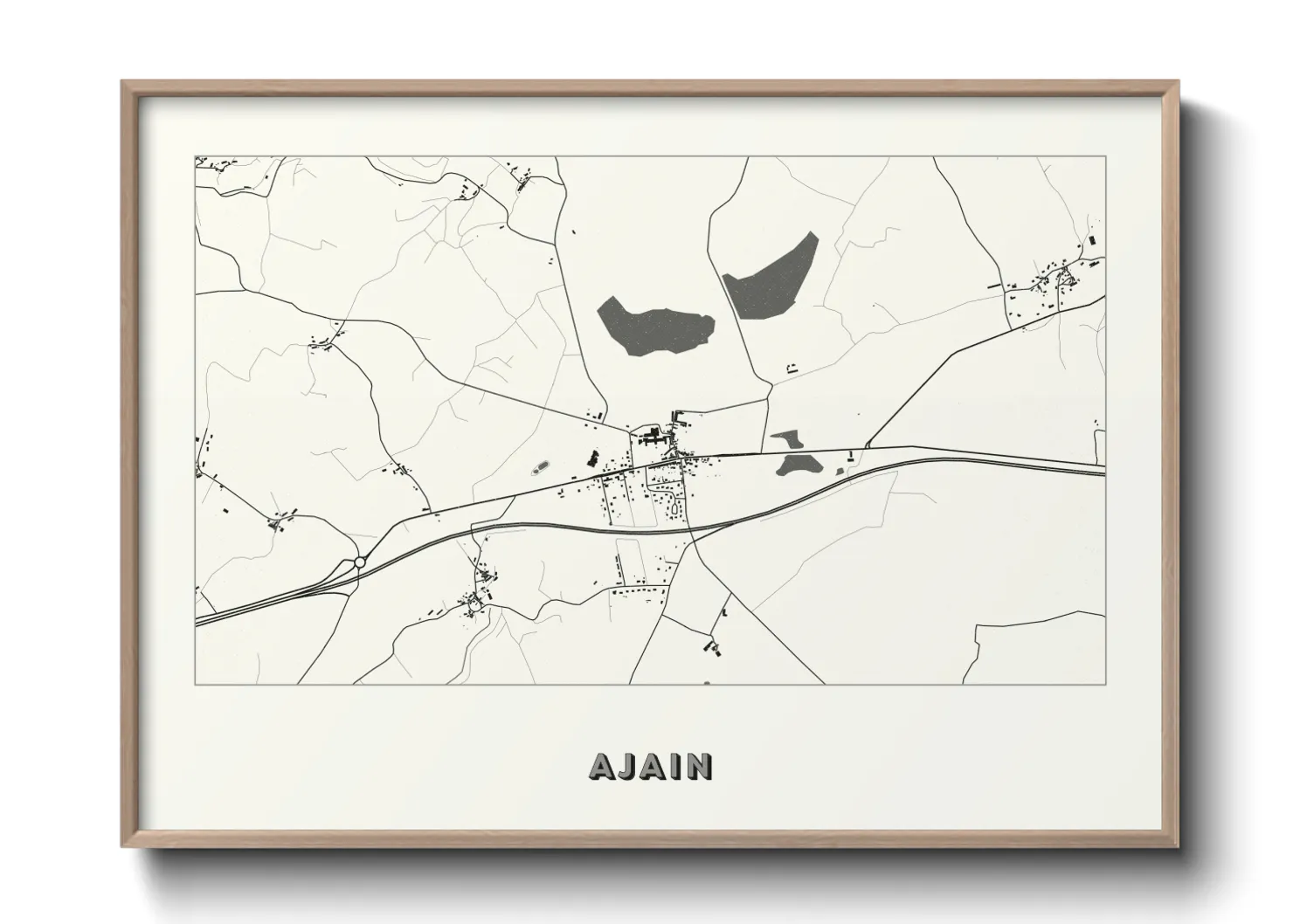Une affiche de carte sur Ajain