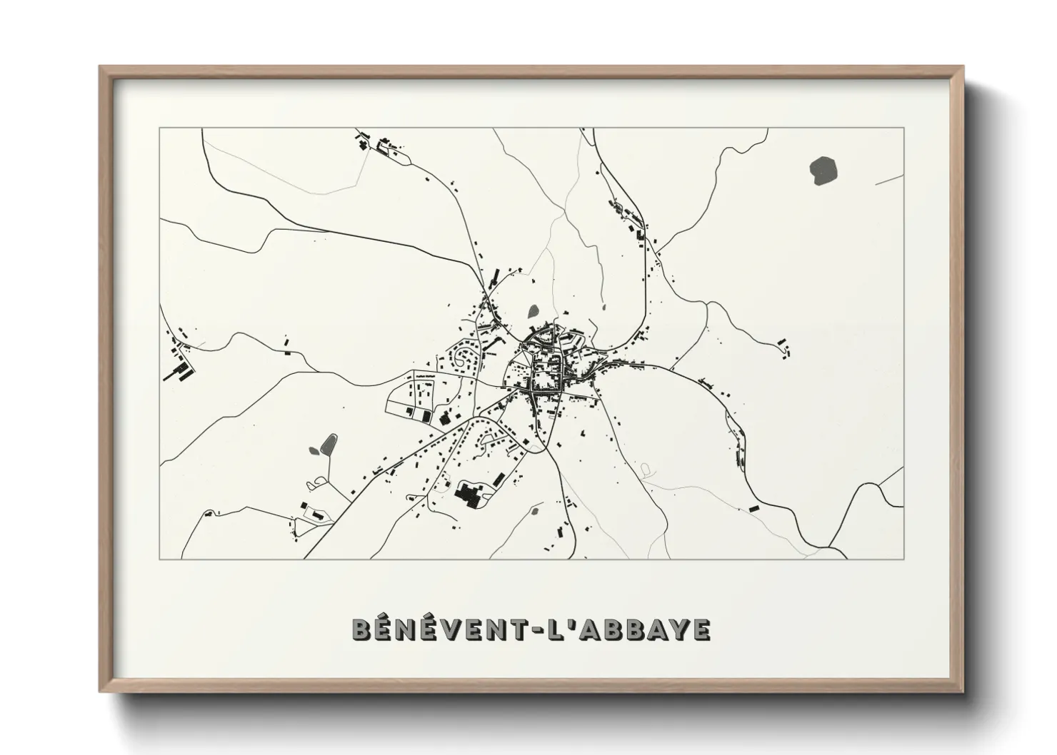 Une affiche de carte sur Bénévent-l'Abbaye