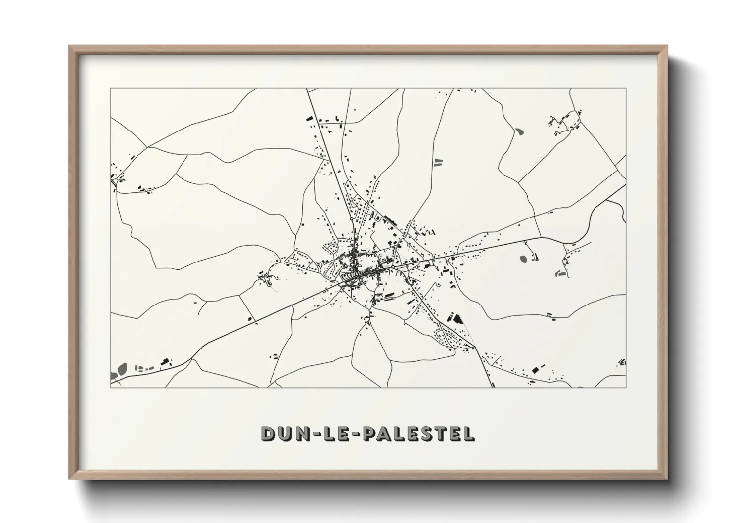 Une affiche de carte sur Dun-le-Palestel