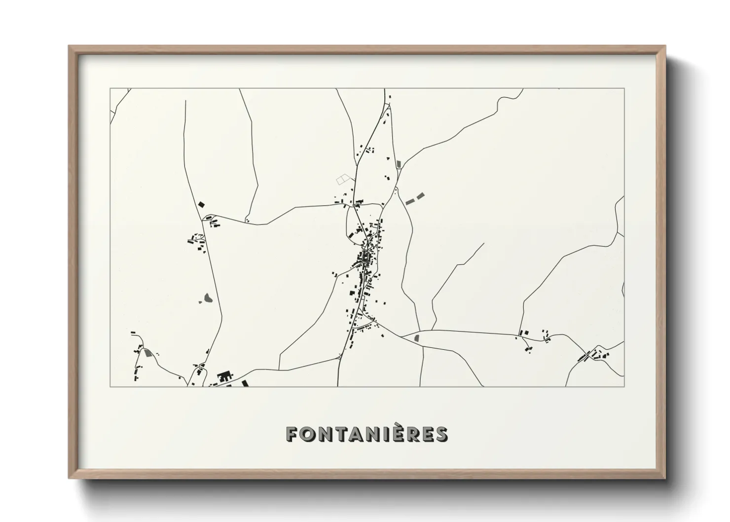 Une affiche de carte sur Fontanières