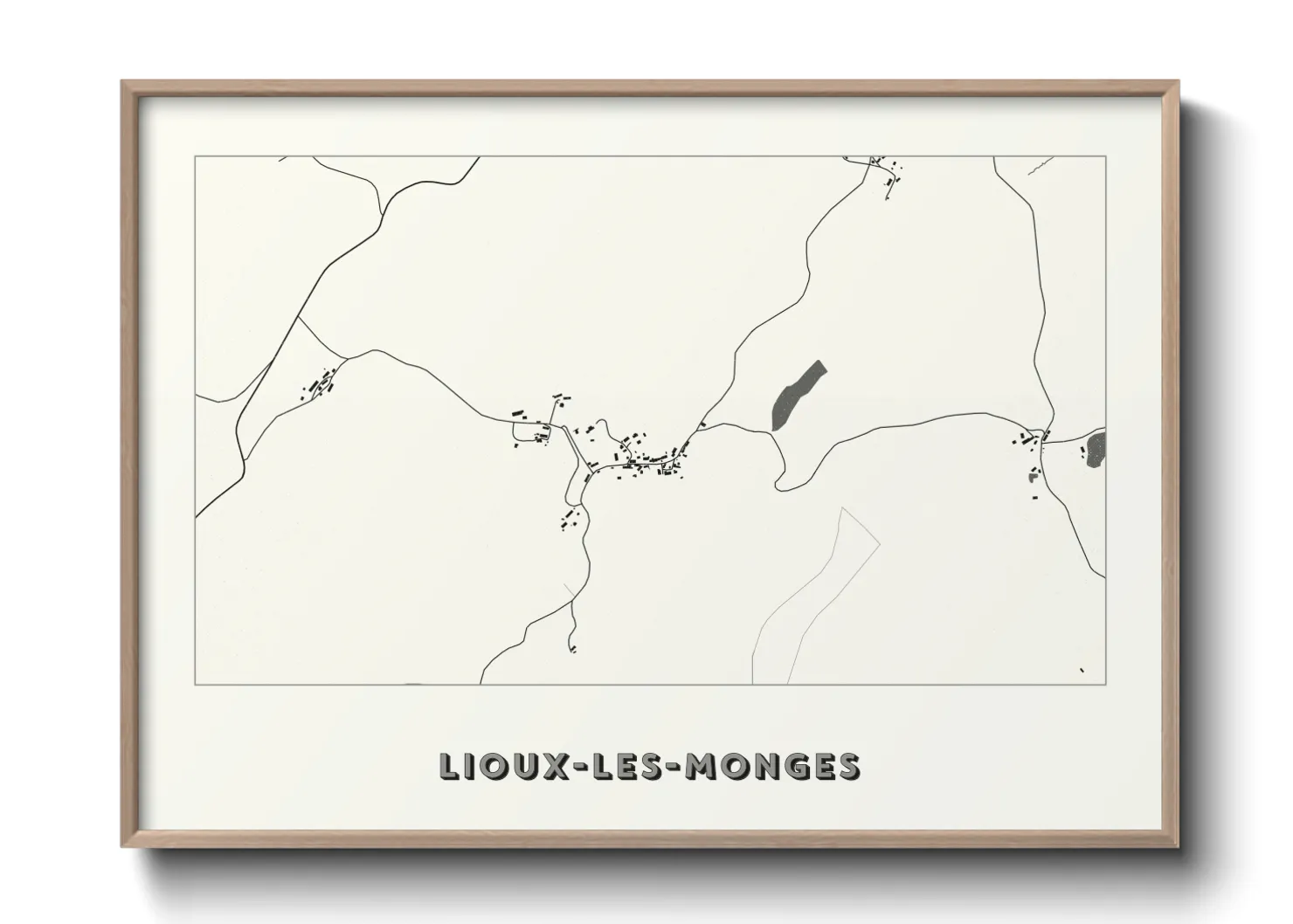 Une affiche de carte sur Lioux-les-Monges