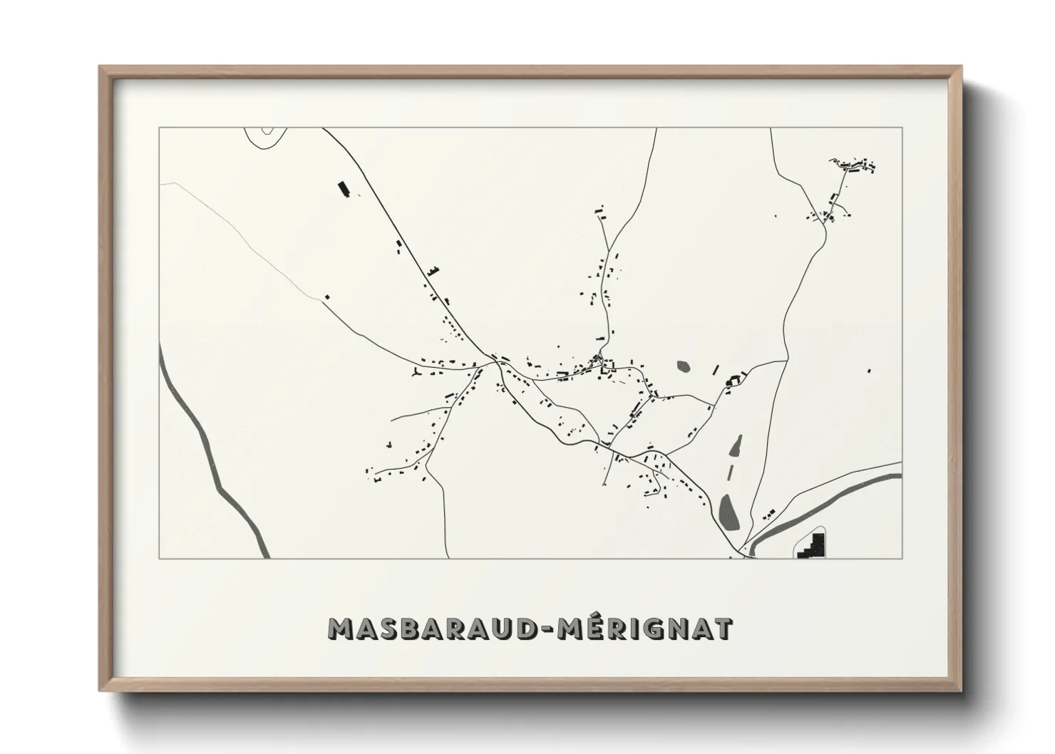 Une affiche de carte sur Masbaraud-Mérignat