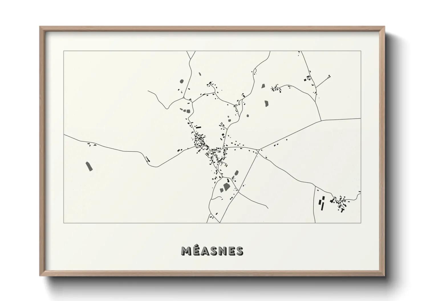 Une affiche de carte sur Méasnes