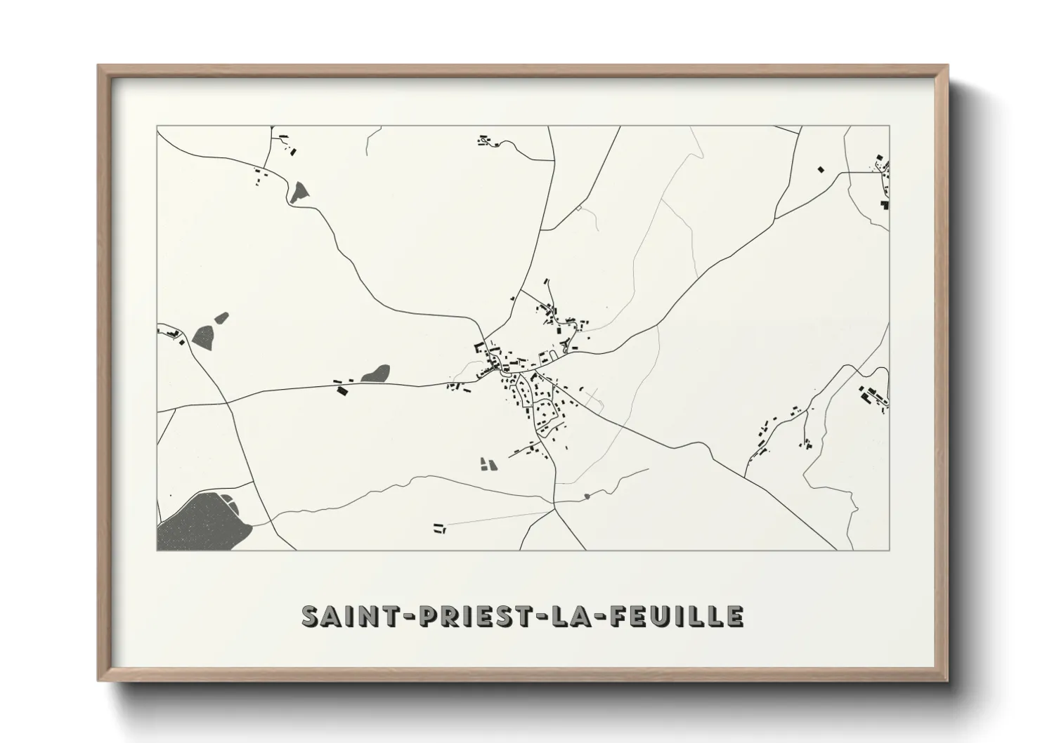 Une affiche de carte sur Saint-Priest-la-Feuille