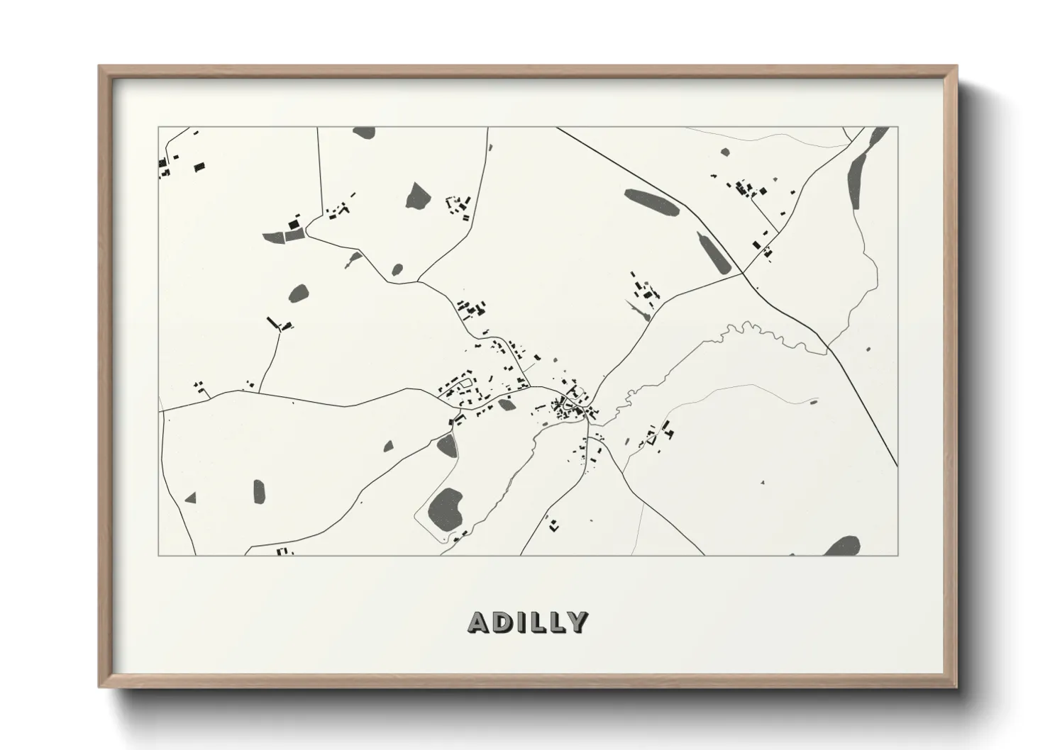 Une affiche de carte sur Adilly