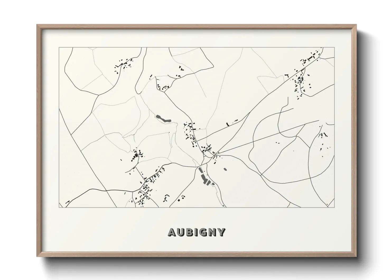 Une affiche de carte sur Aubigny