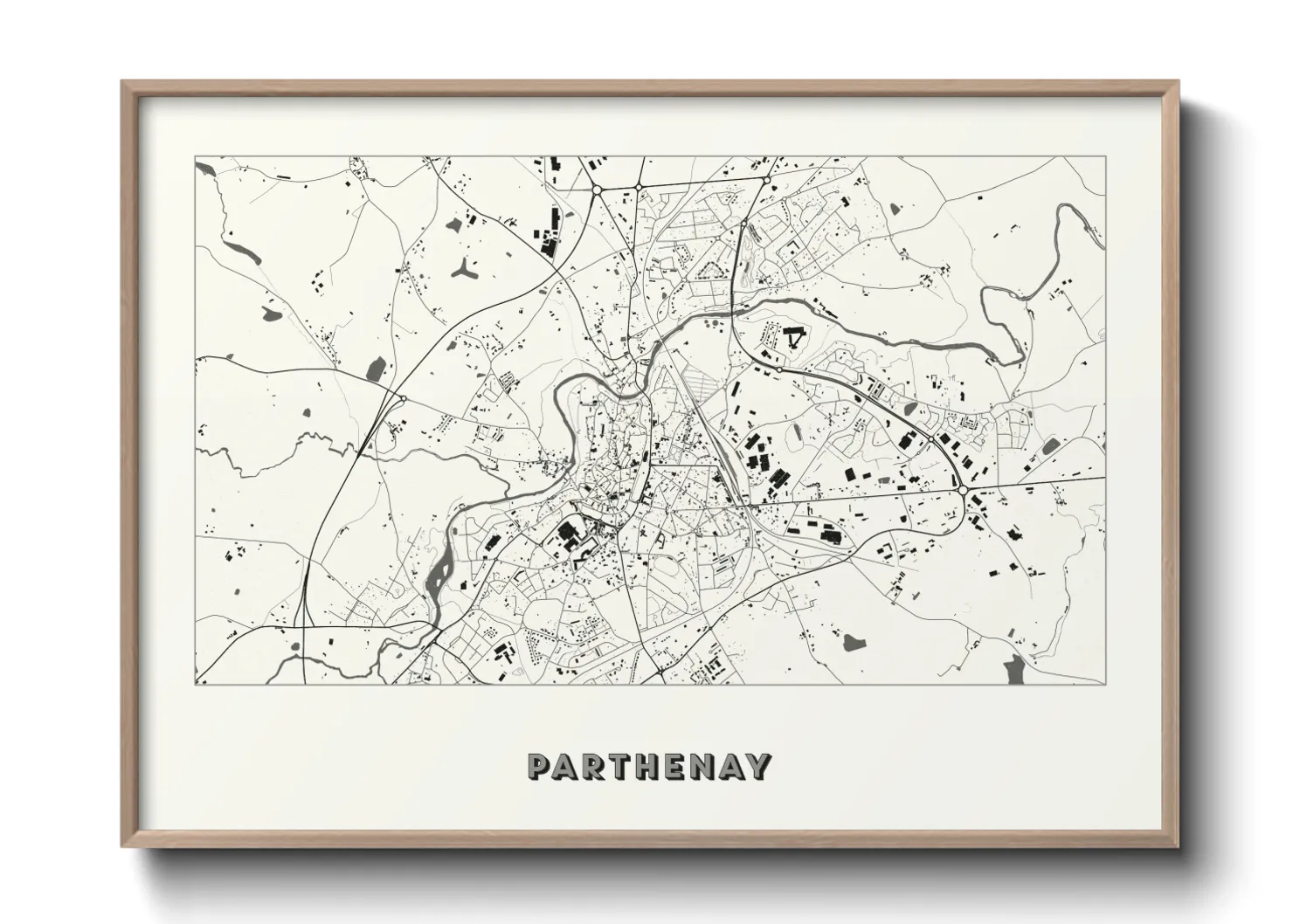 Une affiche de carte sur Parthenay