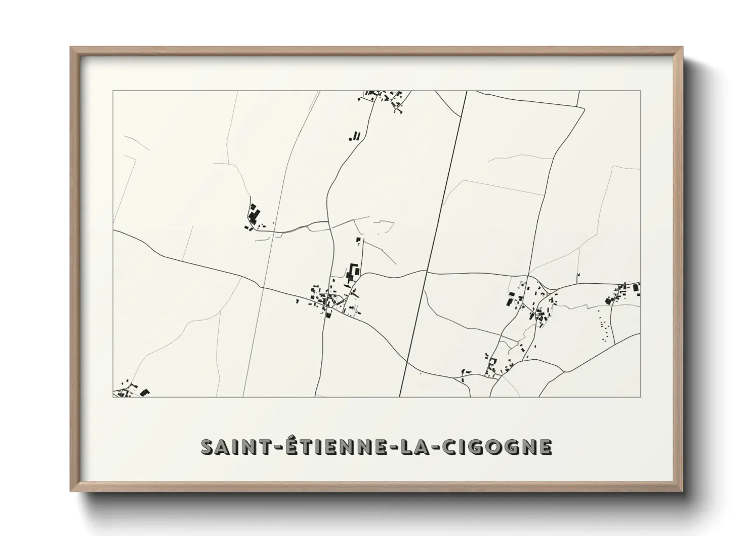 Une affiche de carte sur Saint-Étienne-la-Cigogne