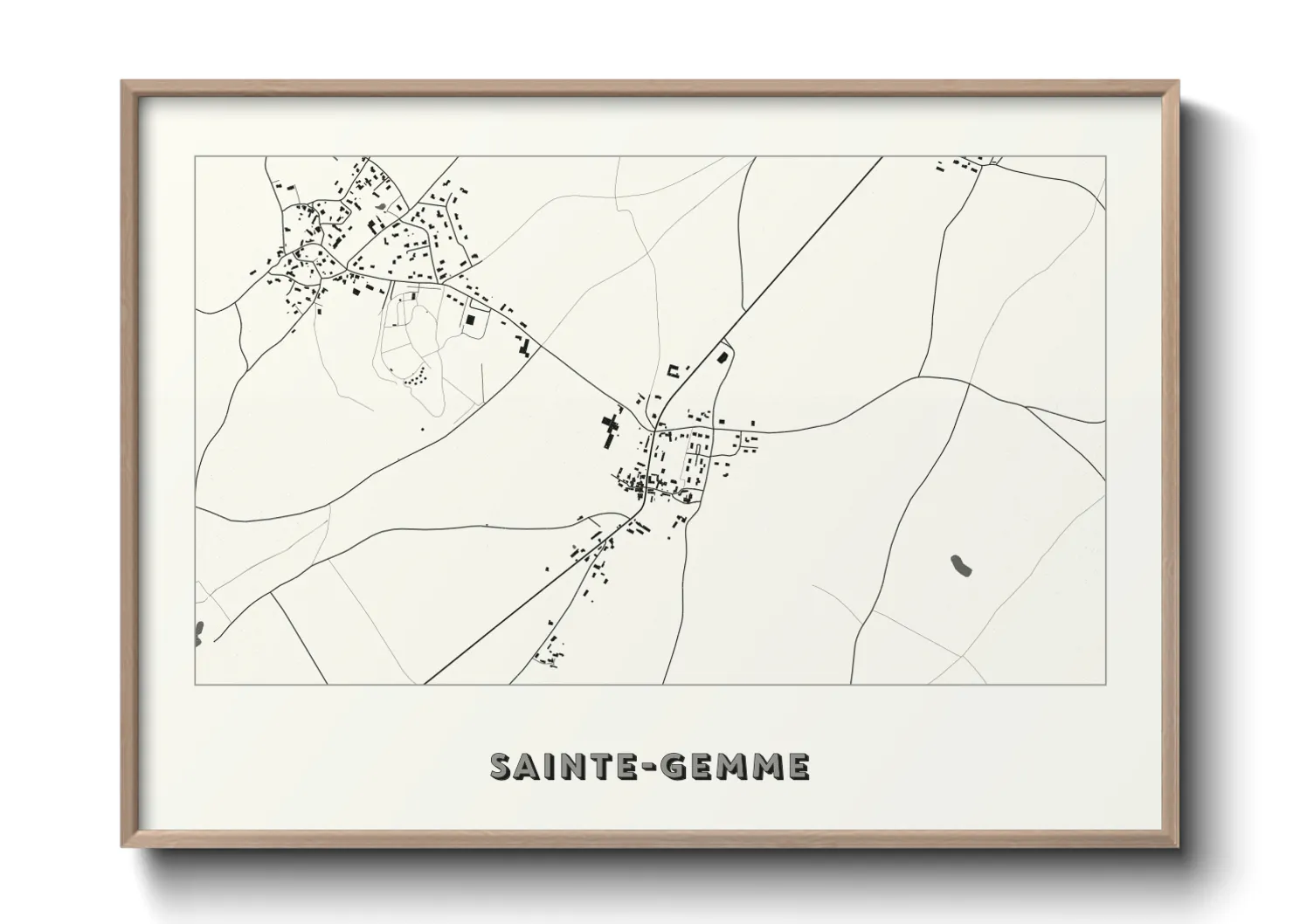 Une affiche de carte sur Sainte-Gemme