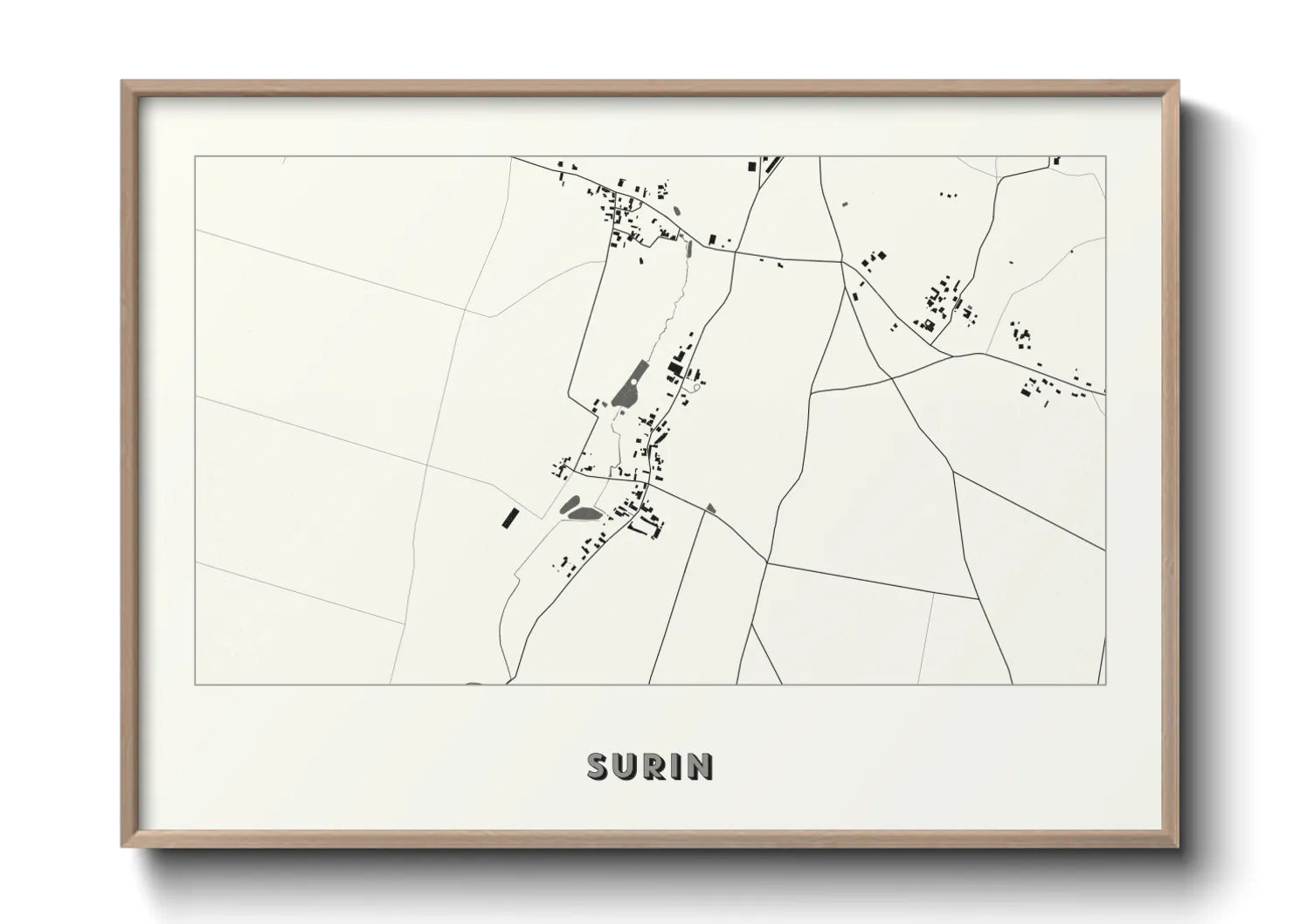 Une affiche de carte sur Surin