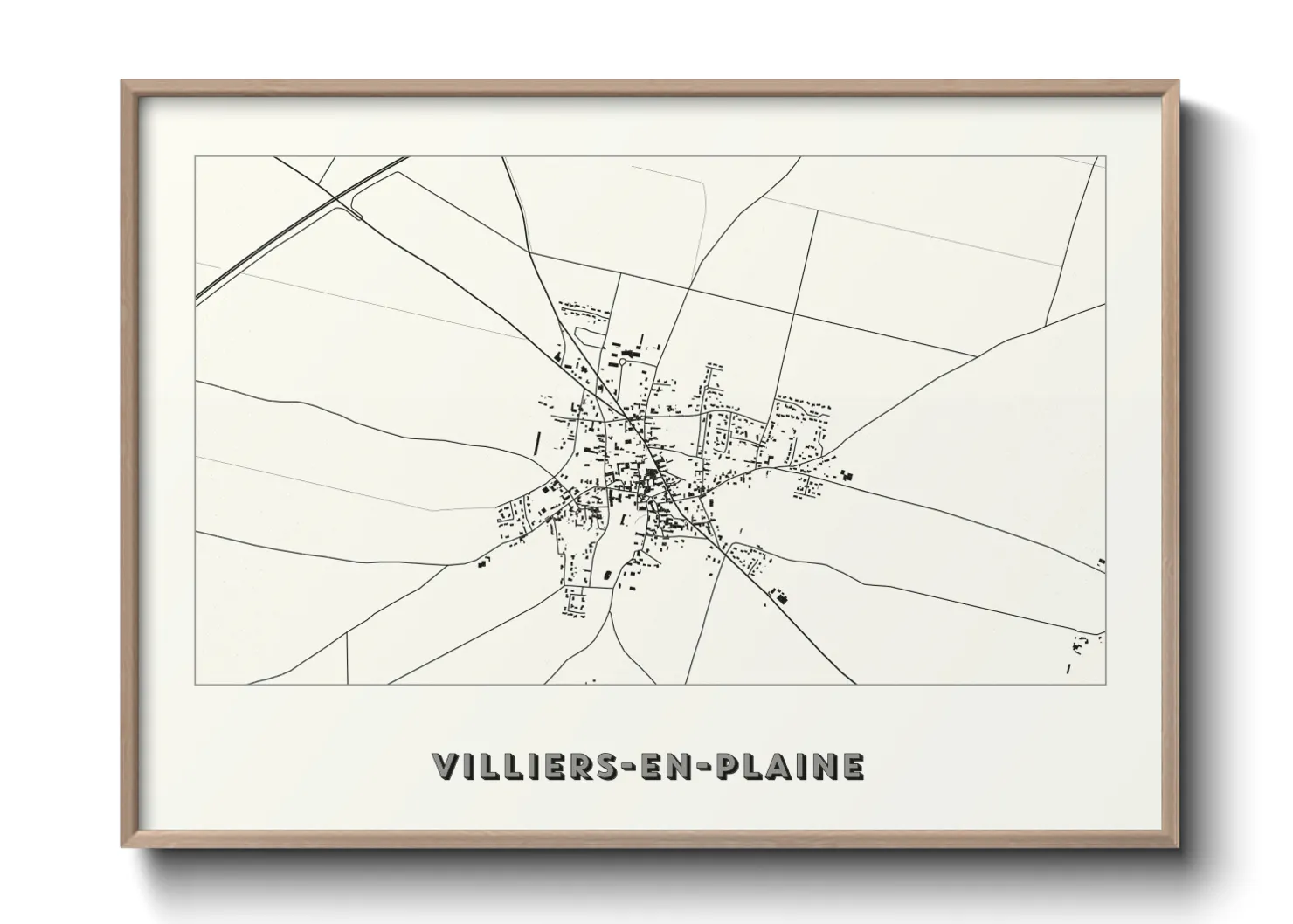 Une affiche de carte sur Villiers-en-Plaine