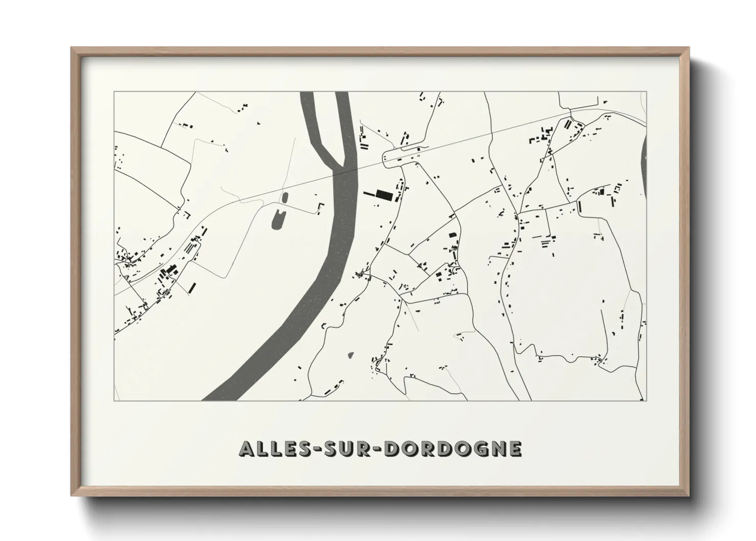 Une affiche de carte sur Alles-sur-Dordogne