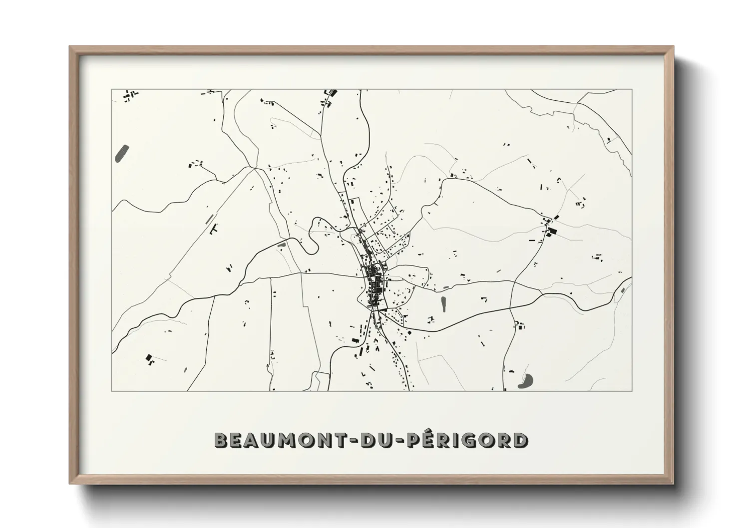 Une affiche de carte sur Beaumont-du-Périgord