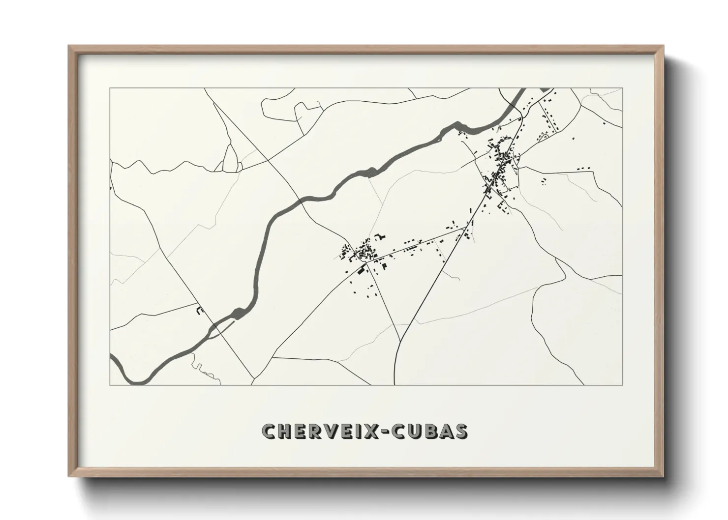 Une affiche de carte sur Cherveix-Cubas