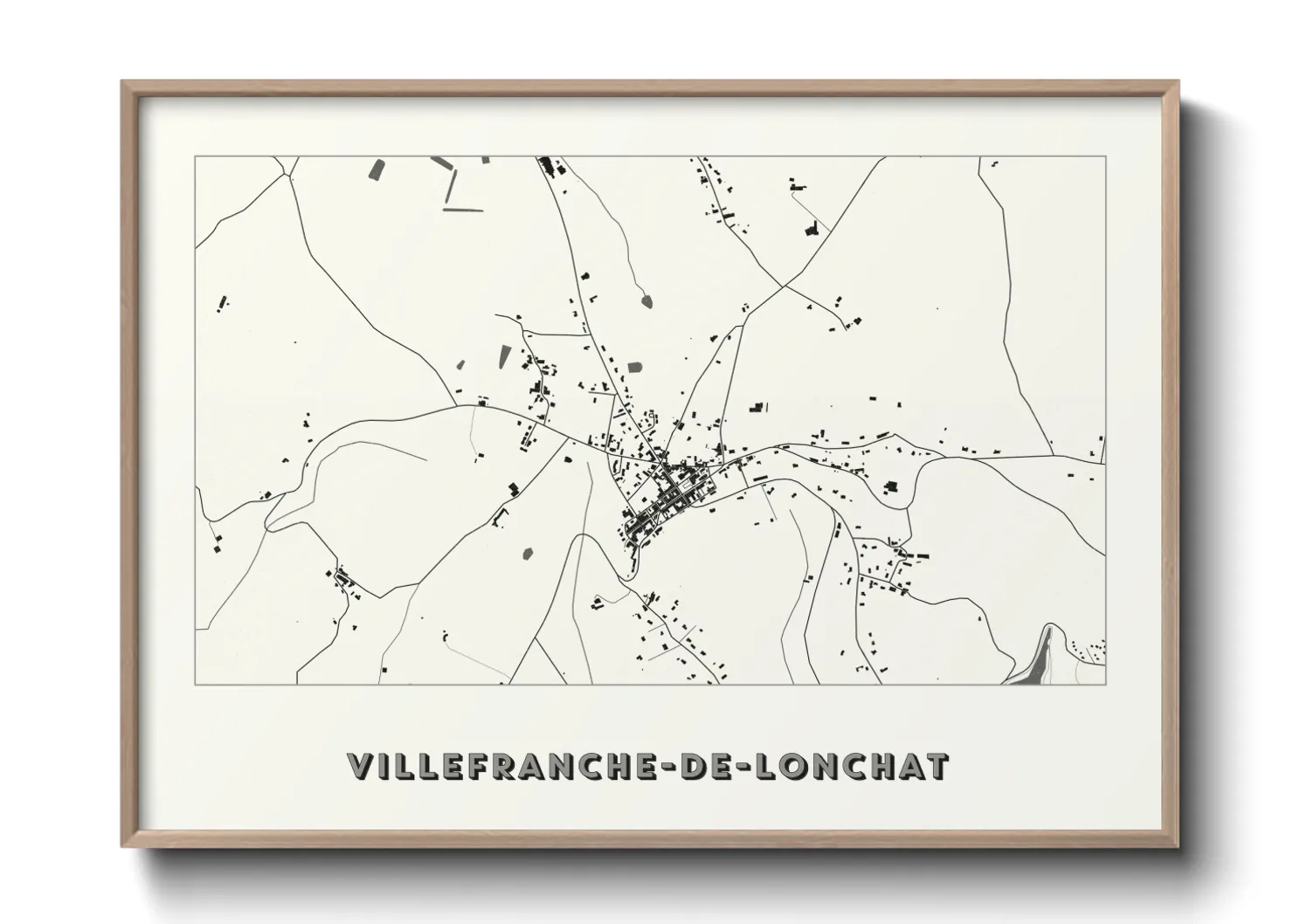 Une affiche de carte sur Villefranche-de-Lonchat