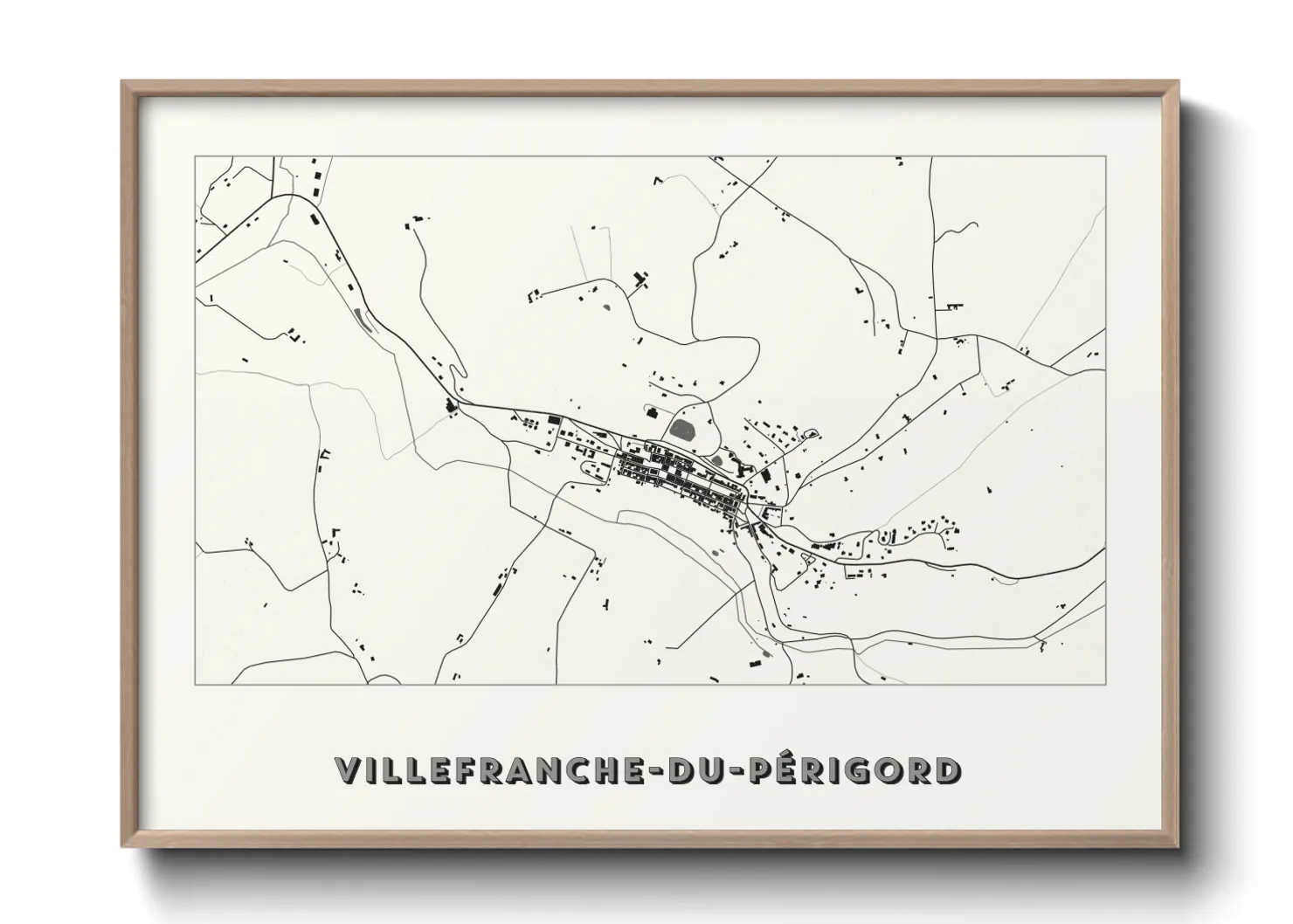 Une affiche de carte sur Villefranche-du-Périgord