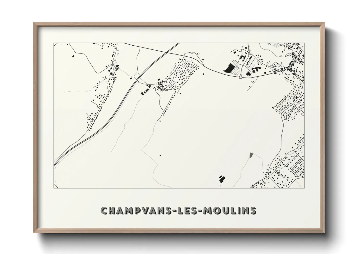 Une affiche de carte sur Champvans-les-Moulins