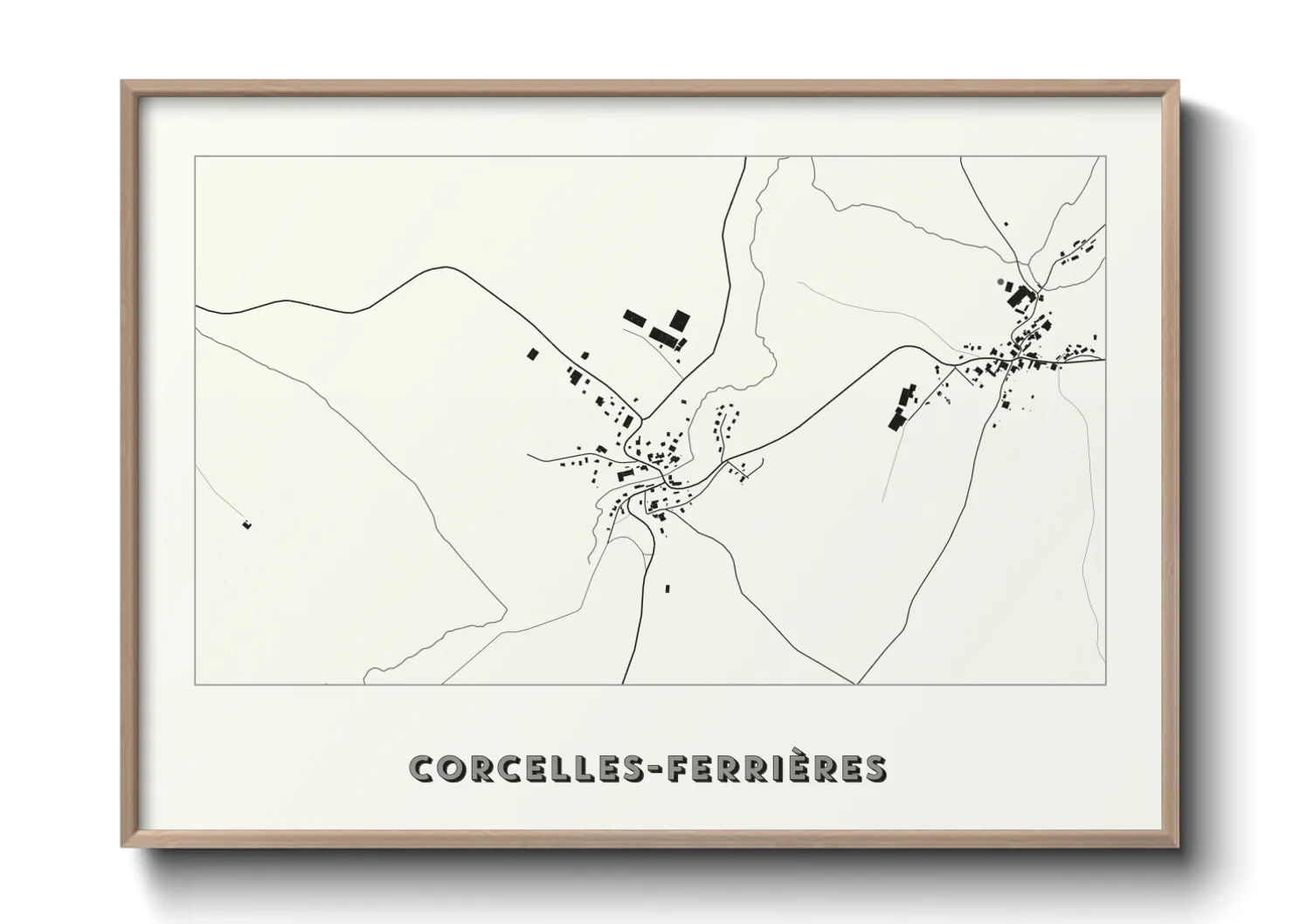 Une affiche de carte sur Corcelles-Ferrières