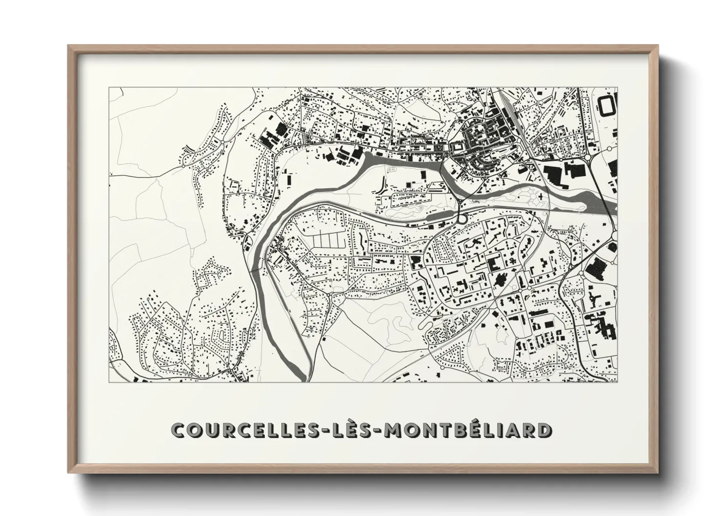 Une affiche de carte sur Courcelles-lès-Montbéliard