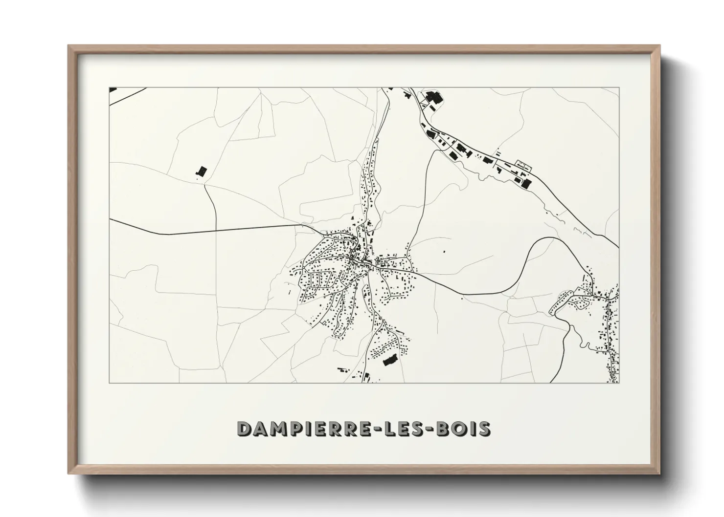 Une affiche de carte sur Dampierre-les-Bois