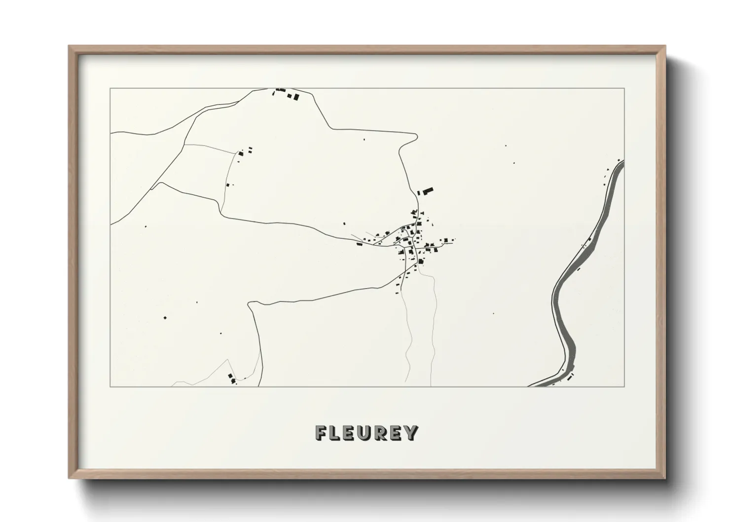 Une affiche de carte sur Fleurey