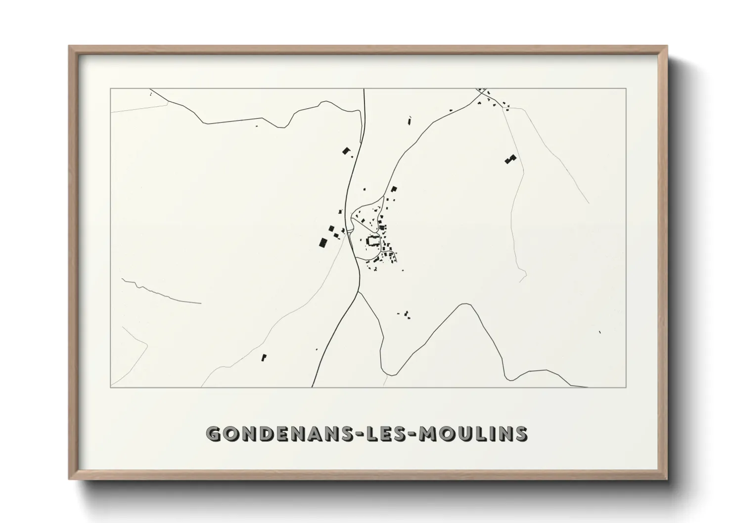 Une affiche de carte sur Gondenans-les-Moulins