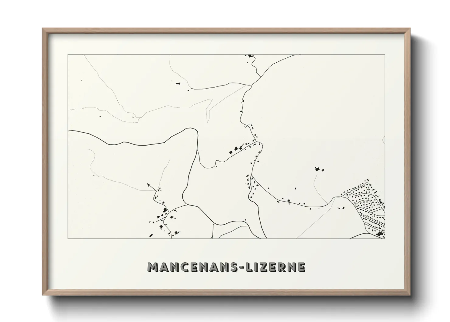 Une affiche de carte sur Mancenans-Lizerne