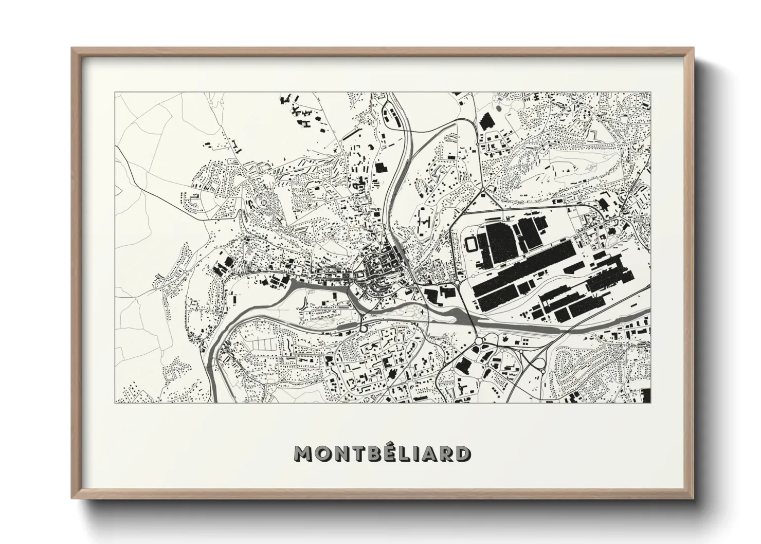Une affiche de carte sur Montbéliard