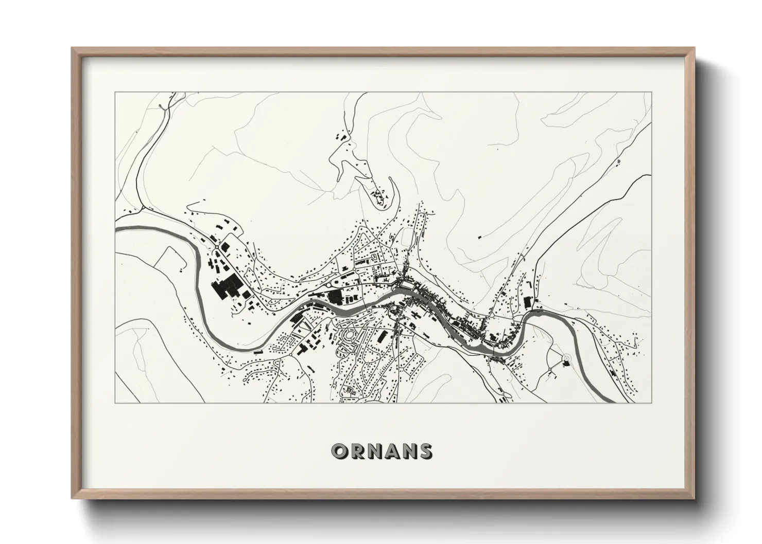 Une affiche de carte sur Ornans