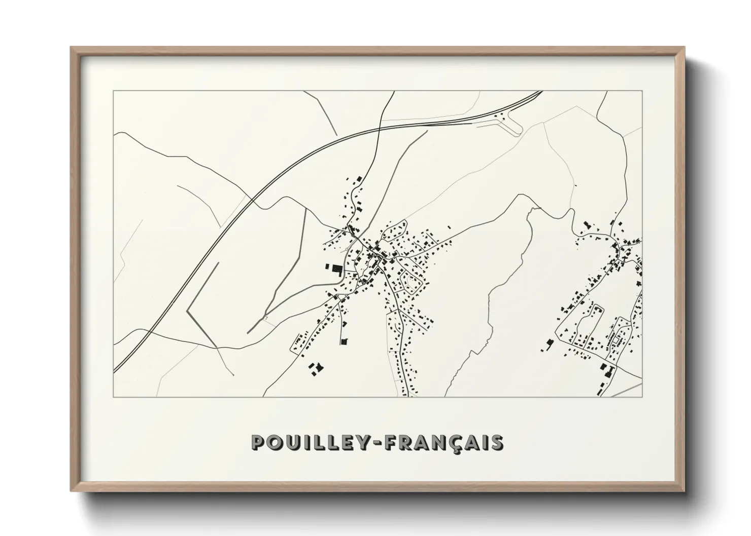 Une affiche de carte sur Pouilley-Français