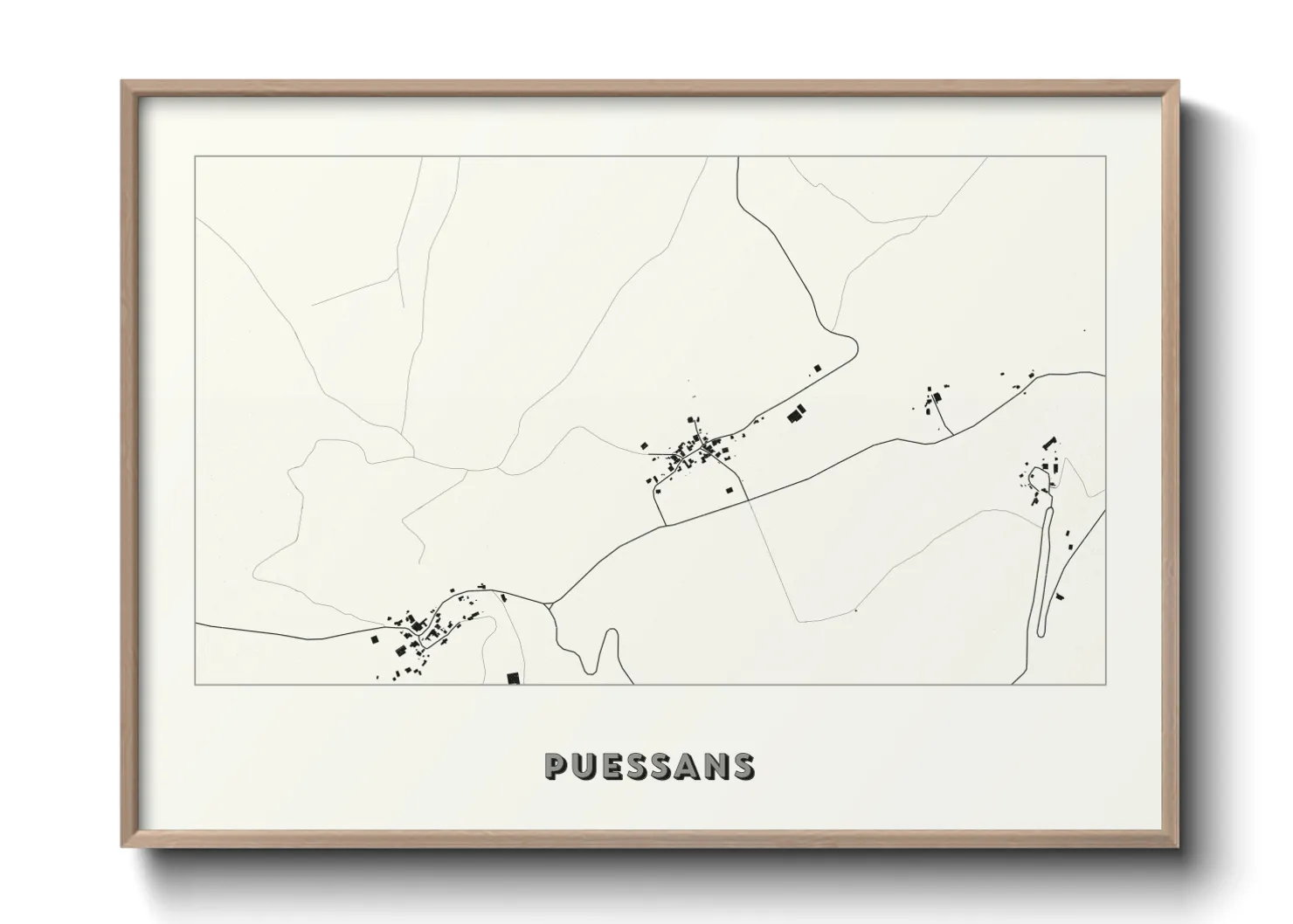 Une affiche de carte sur Puessans