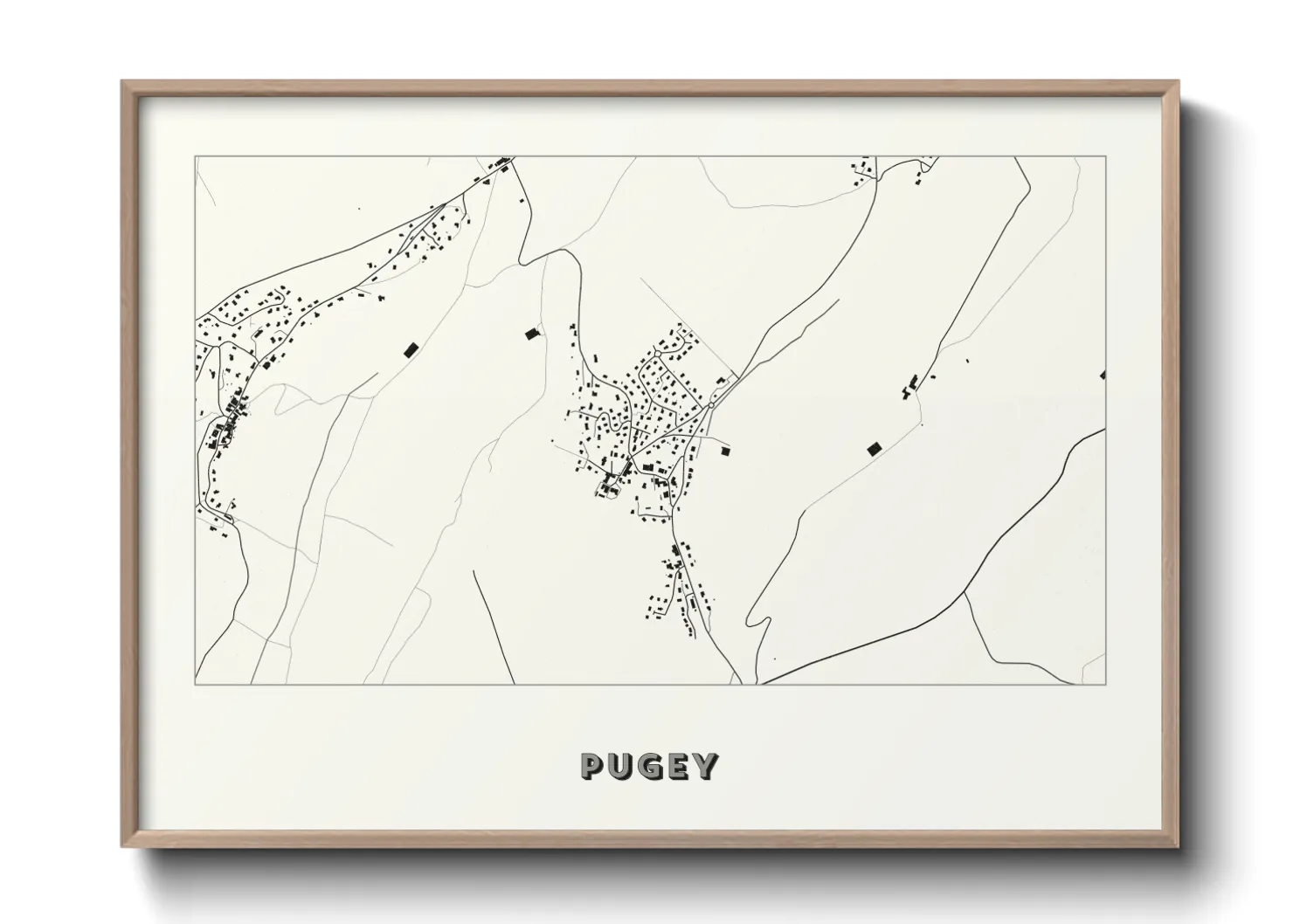 Une affiche de carte sur Pugey