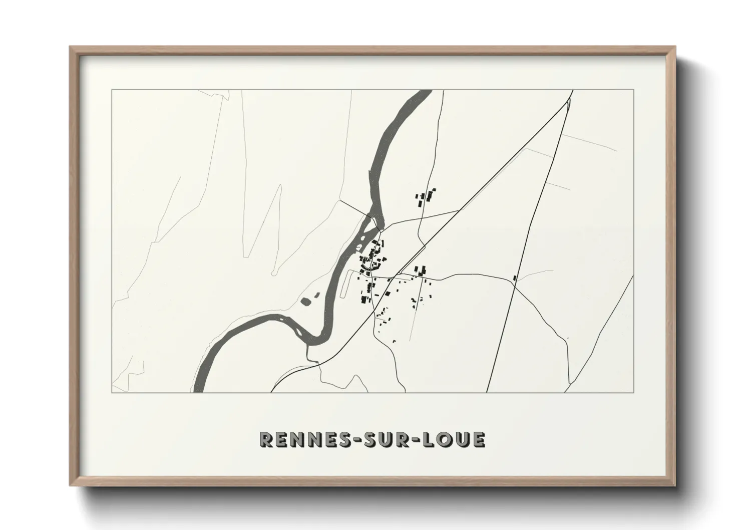 Une affiche de carte sur Rennes-sur-Loue