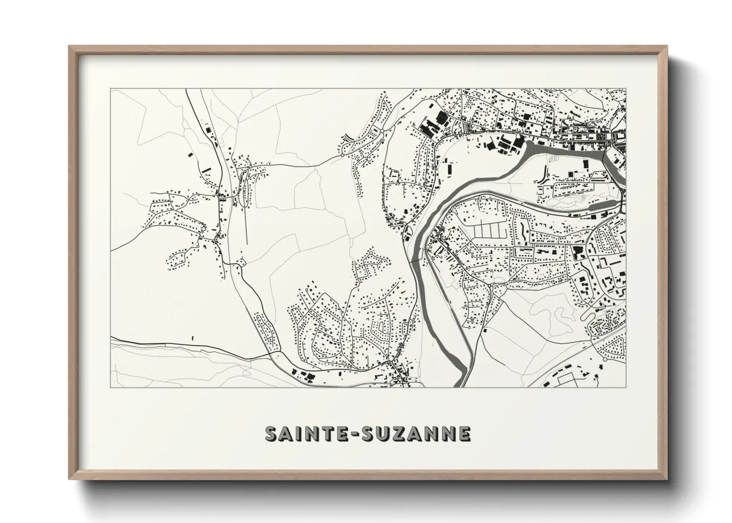 Une affiche de carte sur Sainte-Suzanne