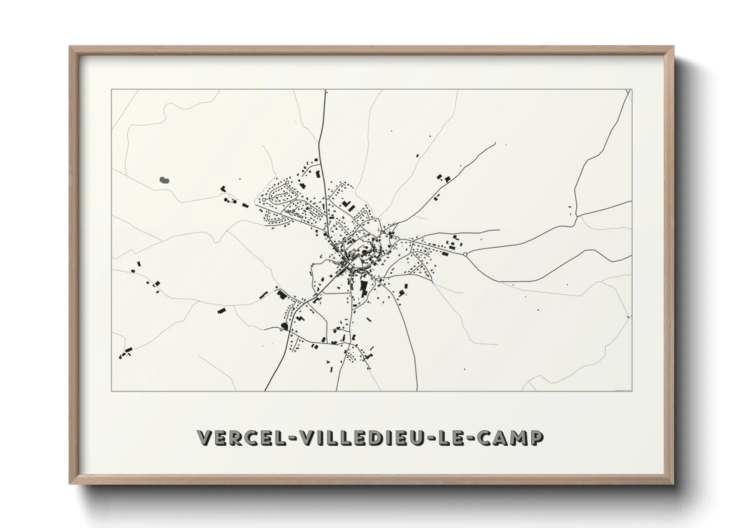 Une affiche de carte sur Vercel-Villedieu-le-Camp