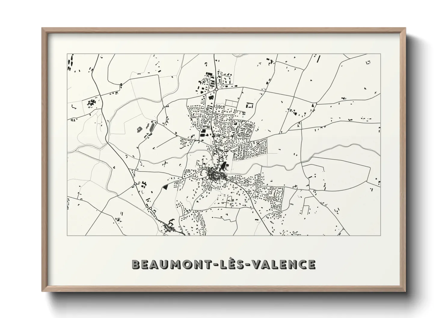 Une affiche de carte sur Beaumont-lès-Valence