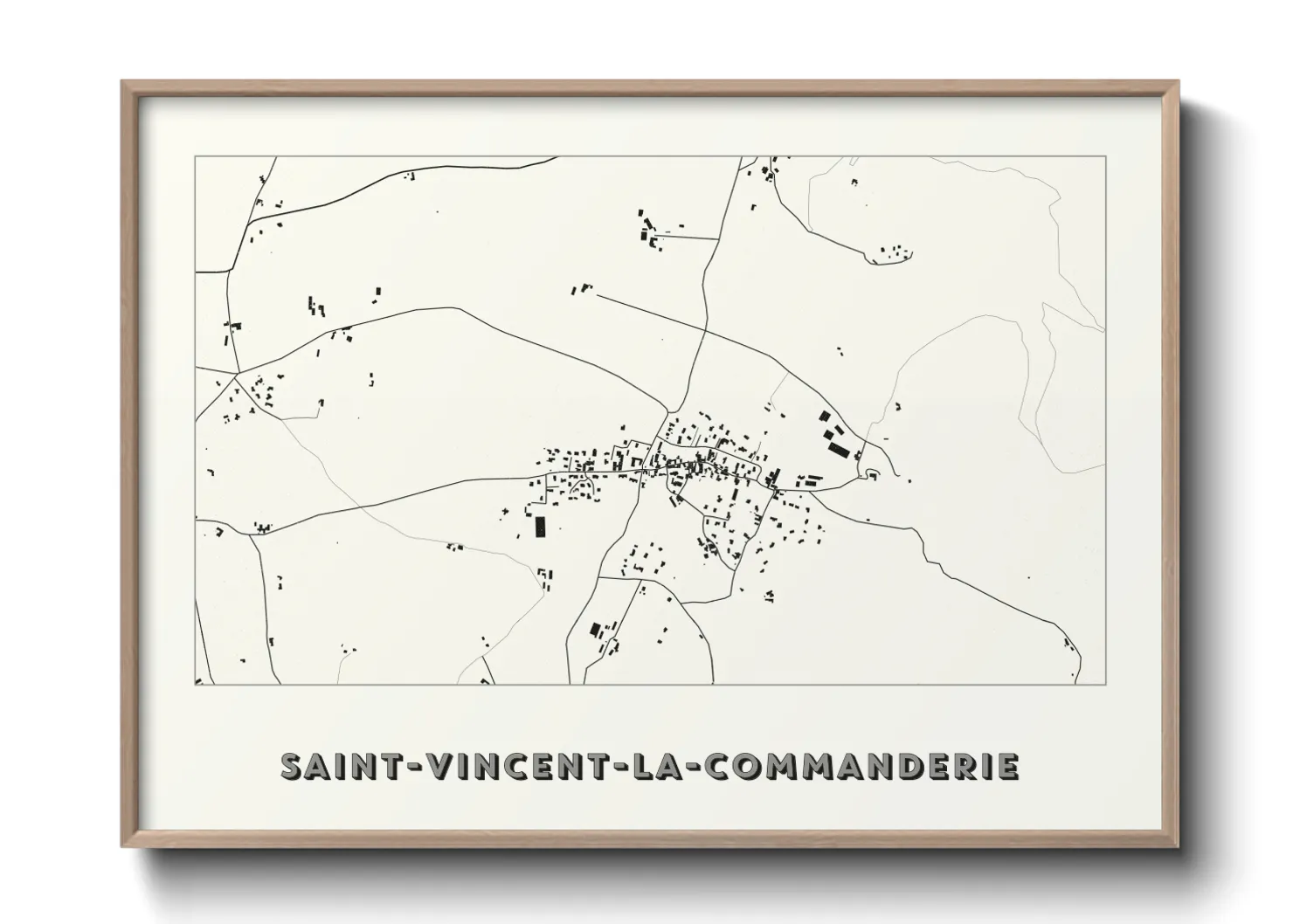 Une affiche de carte sur Saint-Vincent-la-Commanderie