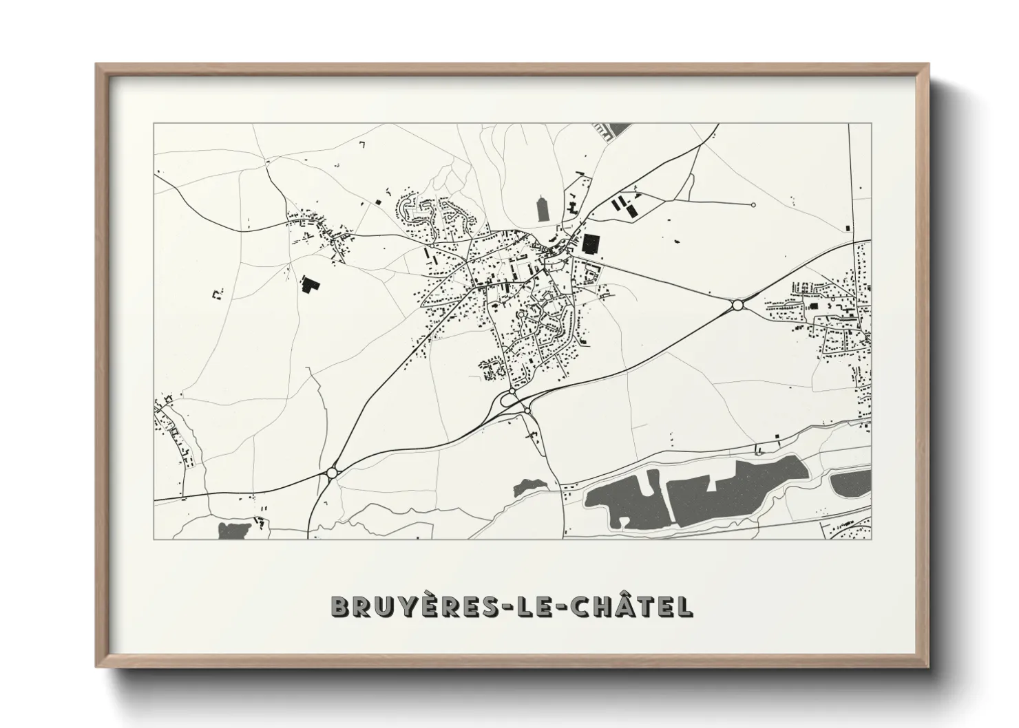 Une affiche de carte sur Bruyères-le-Châtel