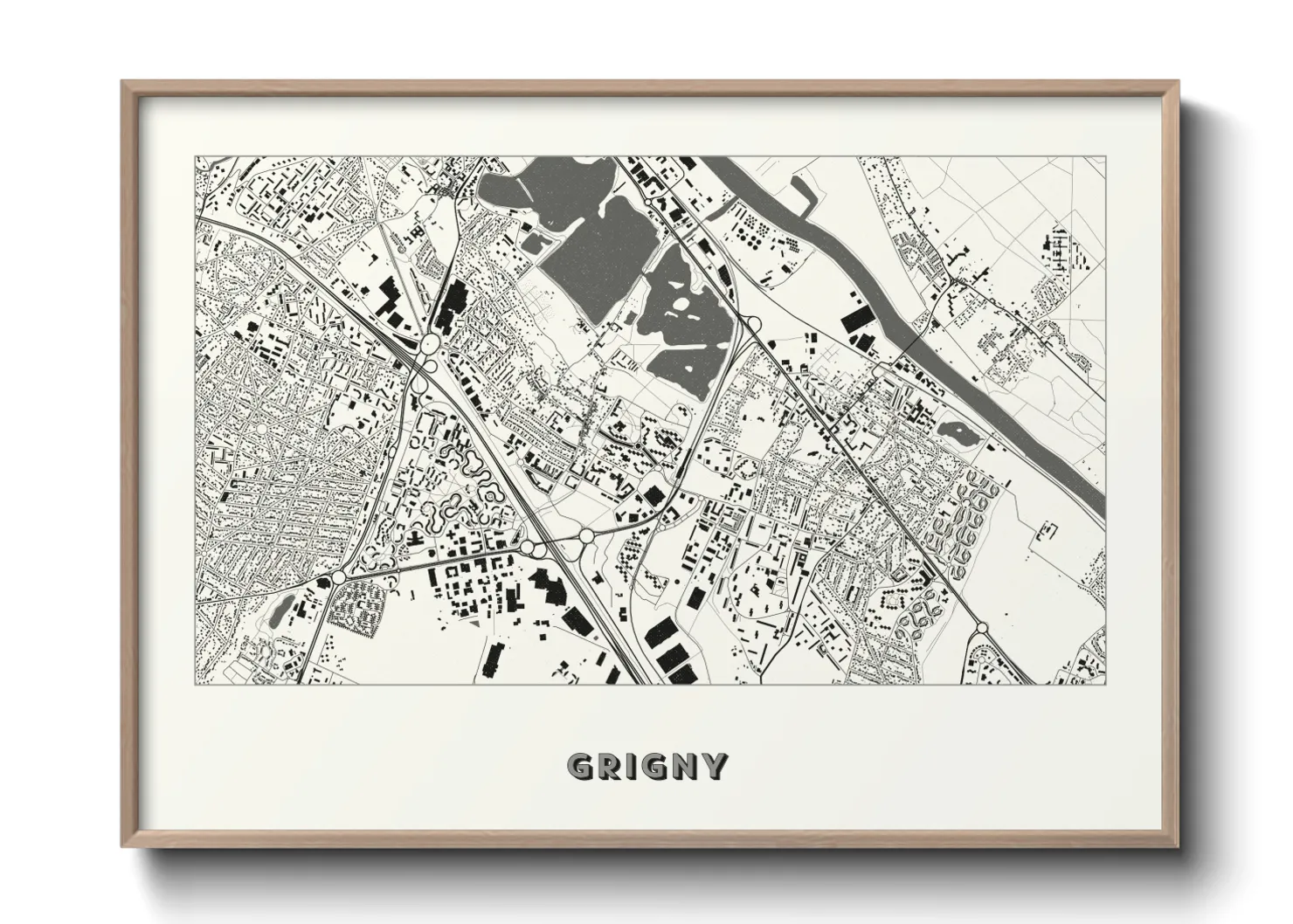 Une affiche de carte sur Grigny