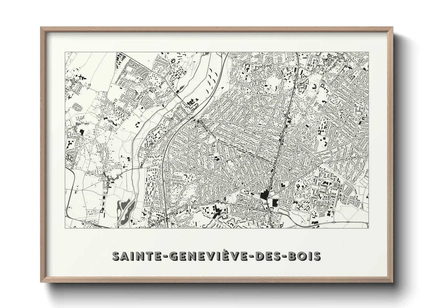 Une affiche de carte sur Sainte-Geneviève-des-Bois