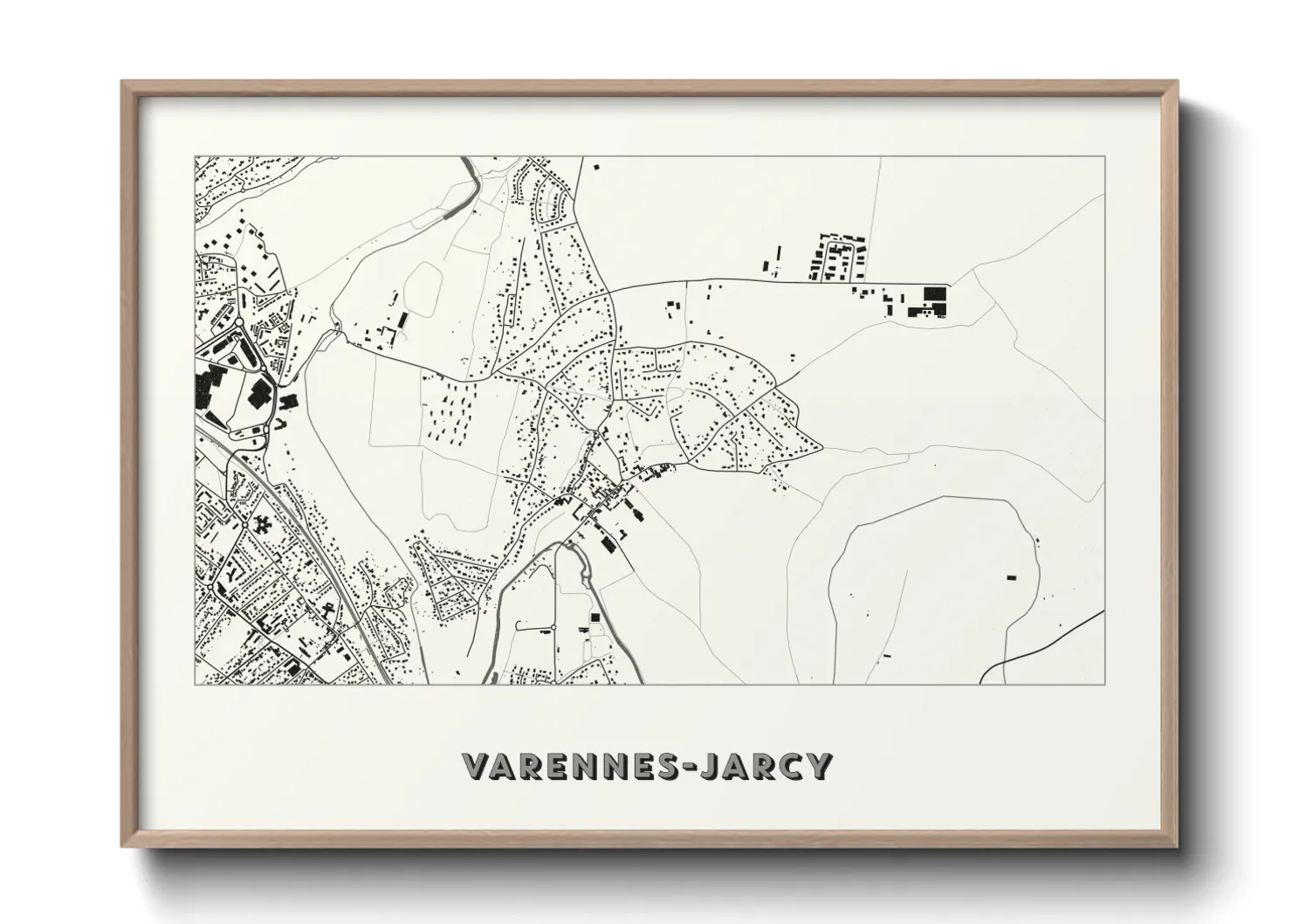 Une affiche de carte sur Varennes-Jarcy
