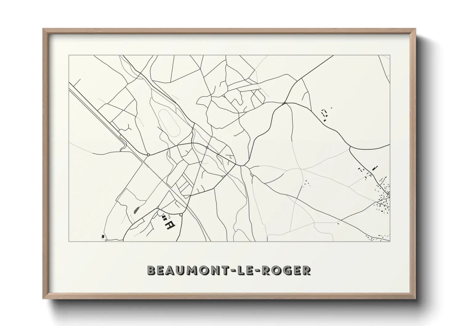 Une affiche de carte sur Beaumont-le-Roger