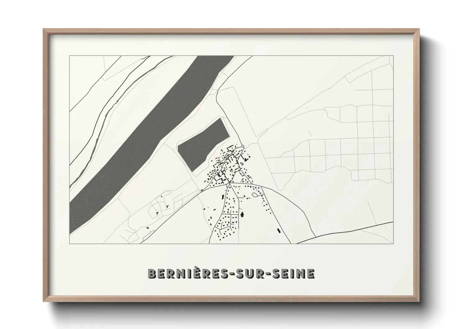 Une affiche de carte sur Bernières-sur-Seine