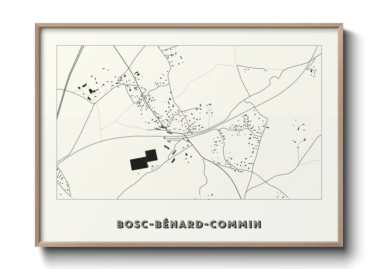 Une affiche de carte sur Bosc-Bénard-Commin