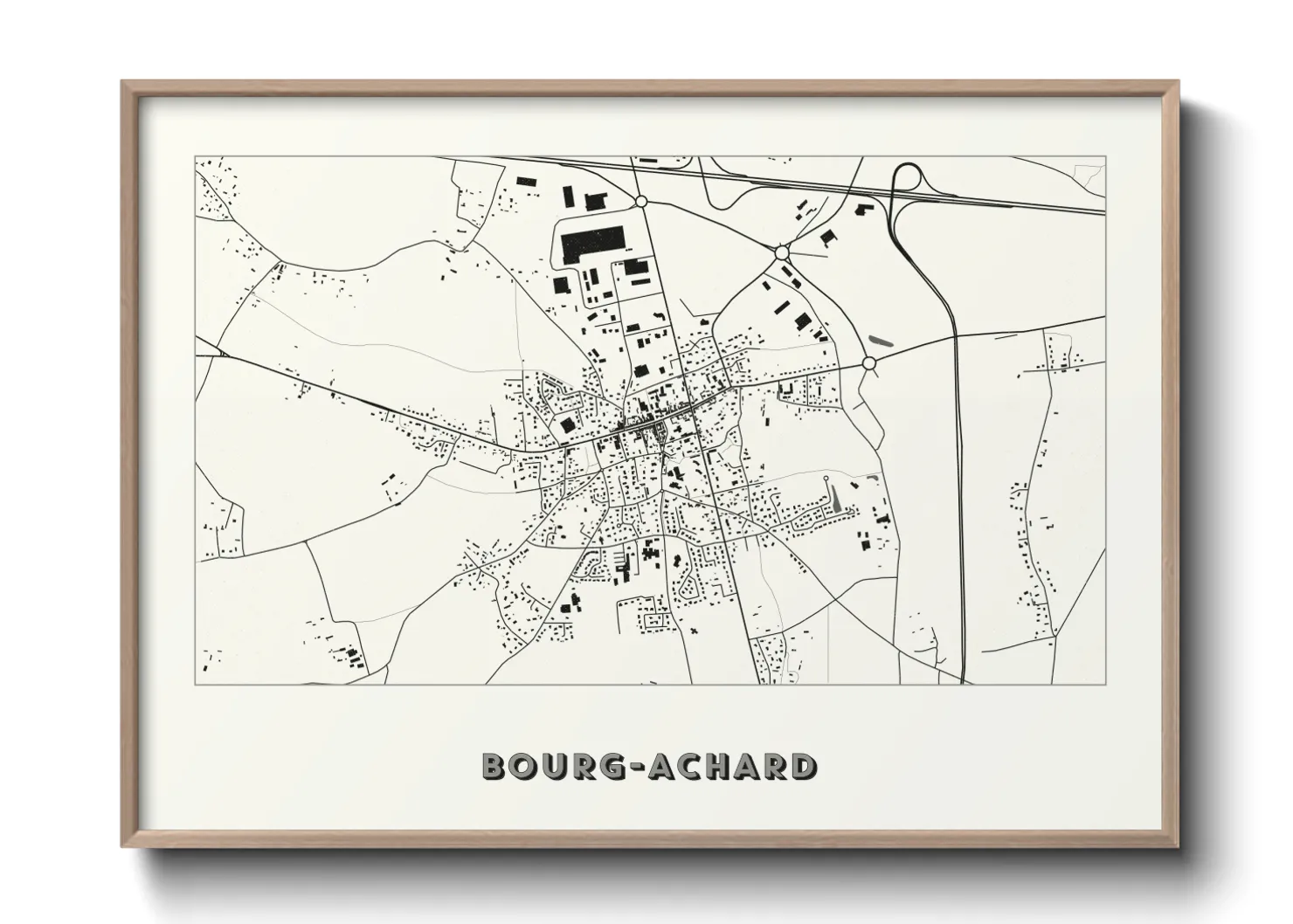 Une affiche de carte sur Bourg-Achard