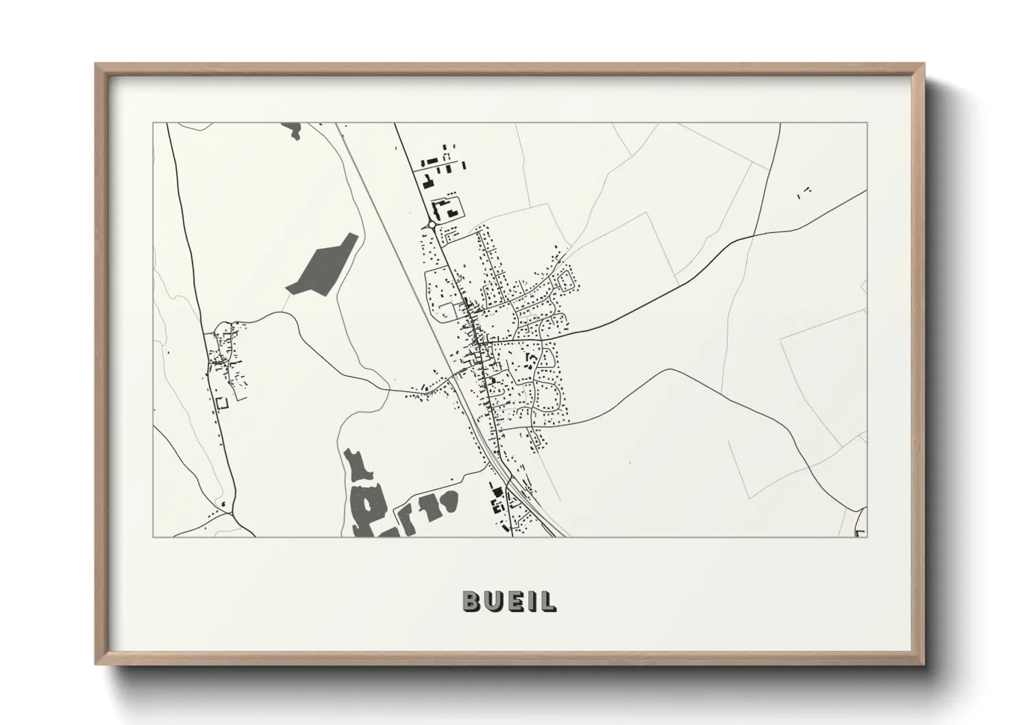 Une affiche de carte sur Bueil