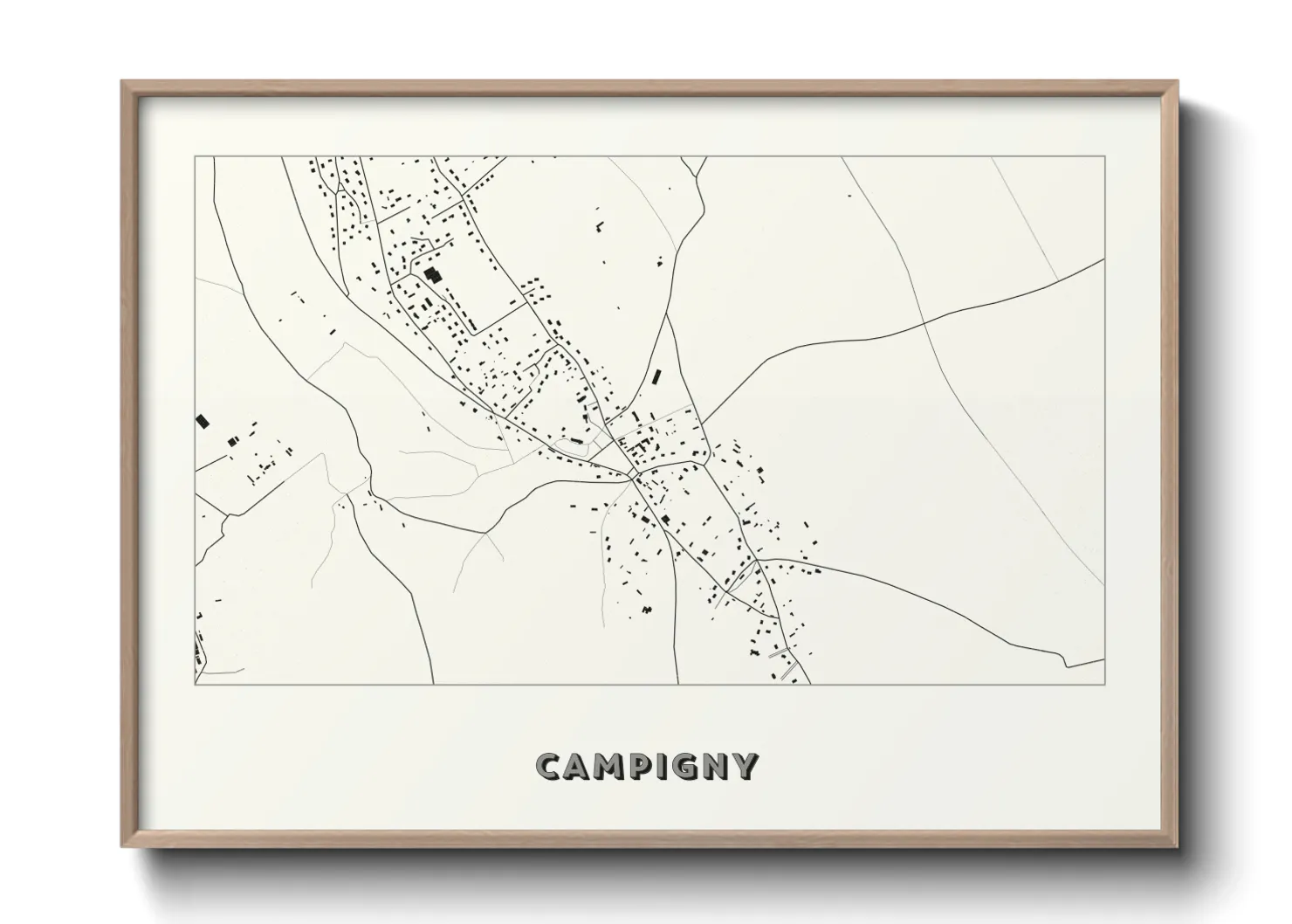 Une affiche de carte sur Campigny
