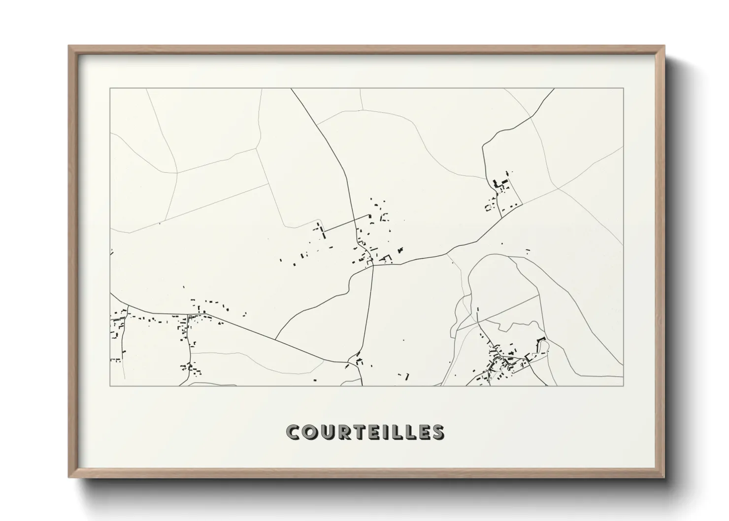 Une affiche de carte sur Courteilles