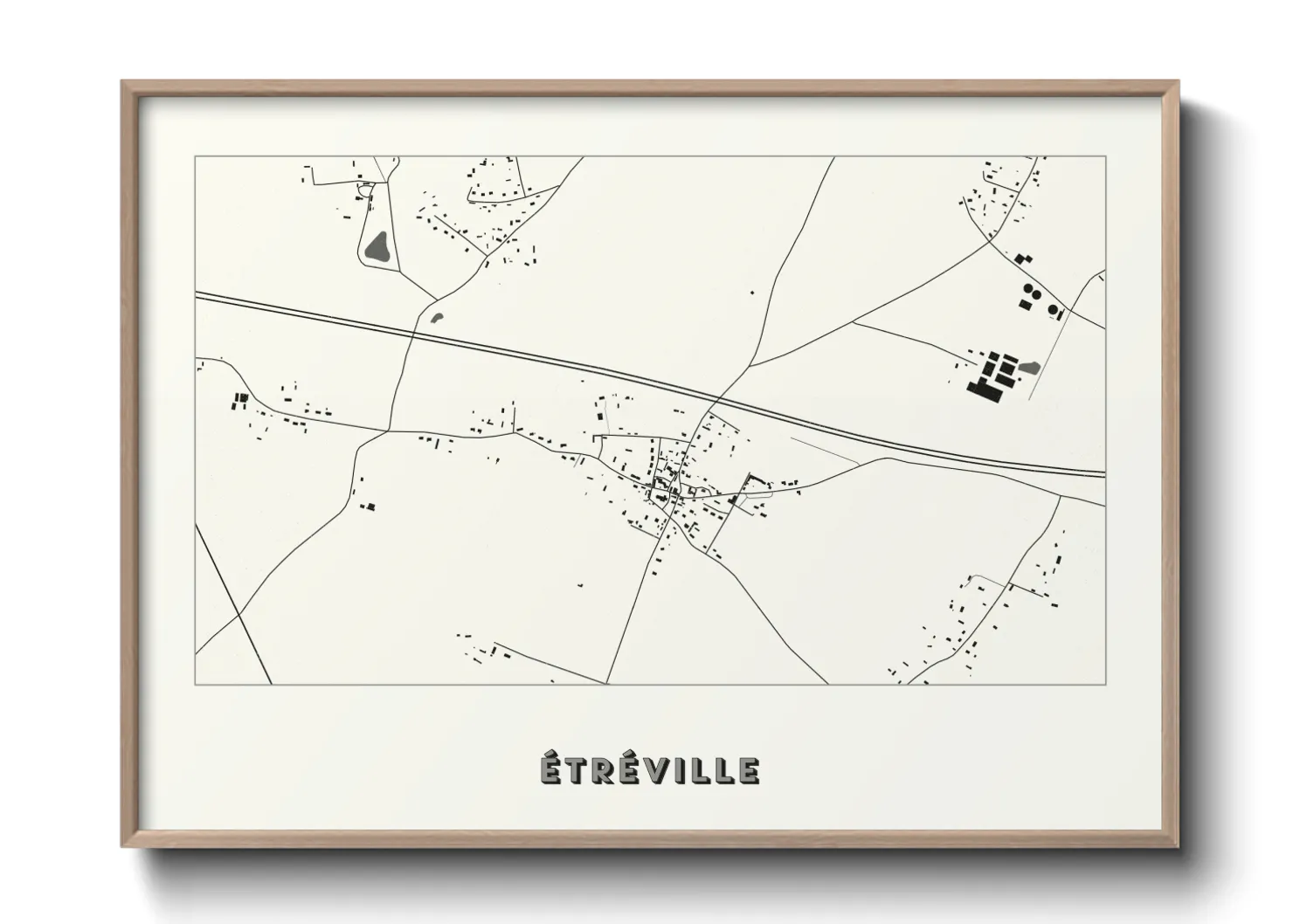 Une affiche de carte sur Étréville